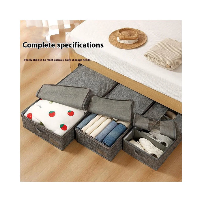 98 x 48 x 17cm Bedroom Storage Box Organizer Clothes Pants Underwear Cotton Linen Container for Home / Dorm - Grey - 2