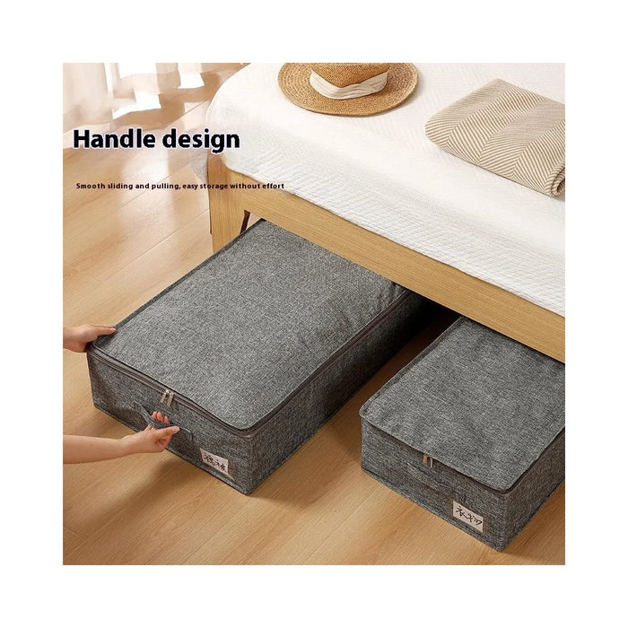 98 x 48 x 17cm Bedroom Storage Box Organizer Clothes Pants Underwear Cotton Linen Container for Home / Dorm - Grey - 4