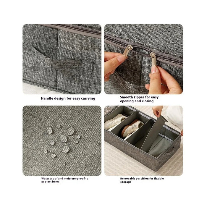 98 x 48 x 17cm Bedroom Storage Box Organizer Clothes Pants Underwear Cotton Linen Container for Home / Dorm - Grey - 5