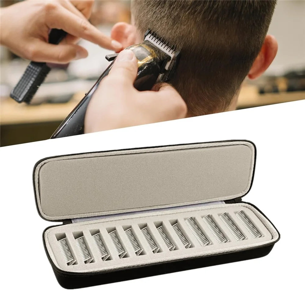 12 Slots Hair Clipper Blade Organizer Protective Bag EVA Storage Case for Barbers Hairdressers - 3