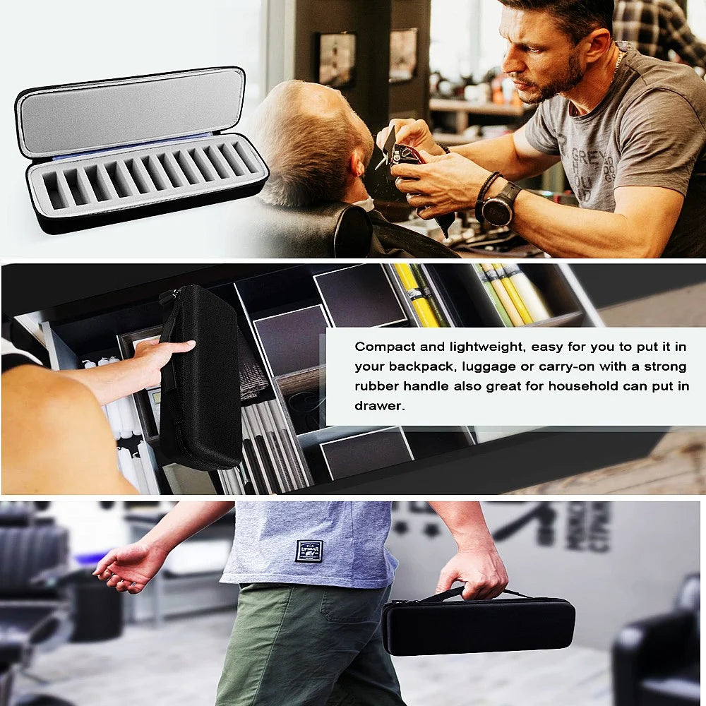 12 Slots Hair Clipper Blade Organizer Protective Bag EVA Storage Case for Barbers Hairdressers - 6