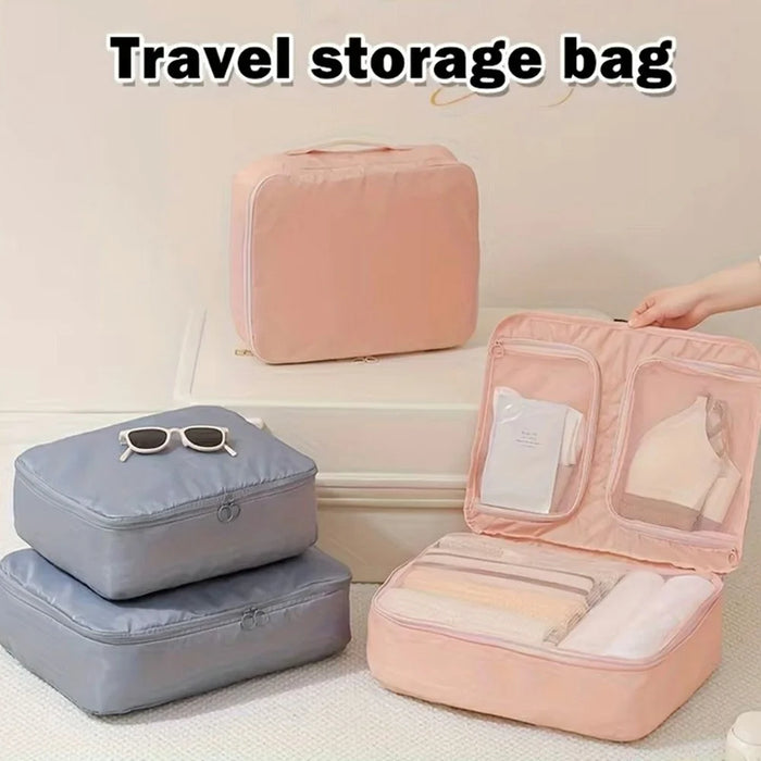 Size M Travel Underwear Organizer Portable Clothing Storage Bag Carry On Packing Cube - Pink - 2