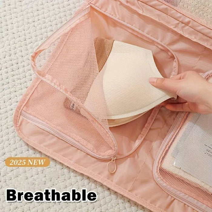 Size M Travel Underwear Organizer Portable Clothing Storage Bag Carry On Packing Cube - Pink - 4