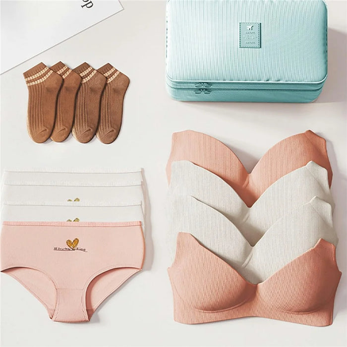 Dual Layer Travel Underwear Storage Bag Waterproof Portable Bra Organizer with Handle - Grey - 2