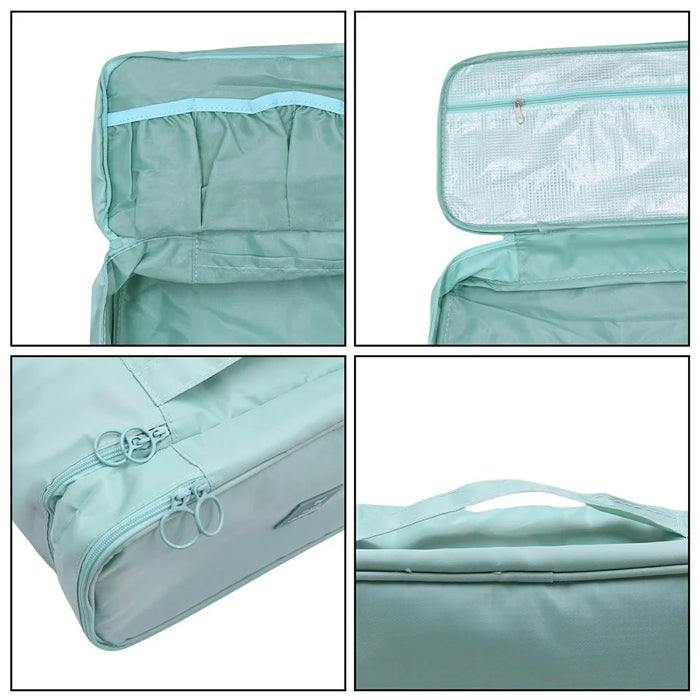 Dual Layer Travel Underwear Storage Bag Waterproof Portable Bra Organizer with Handle - Grey - 5