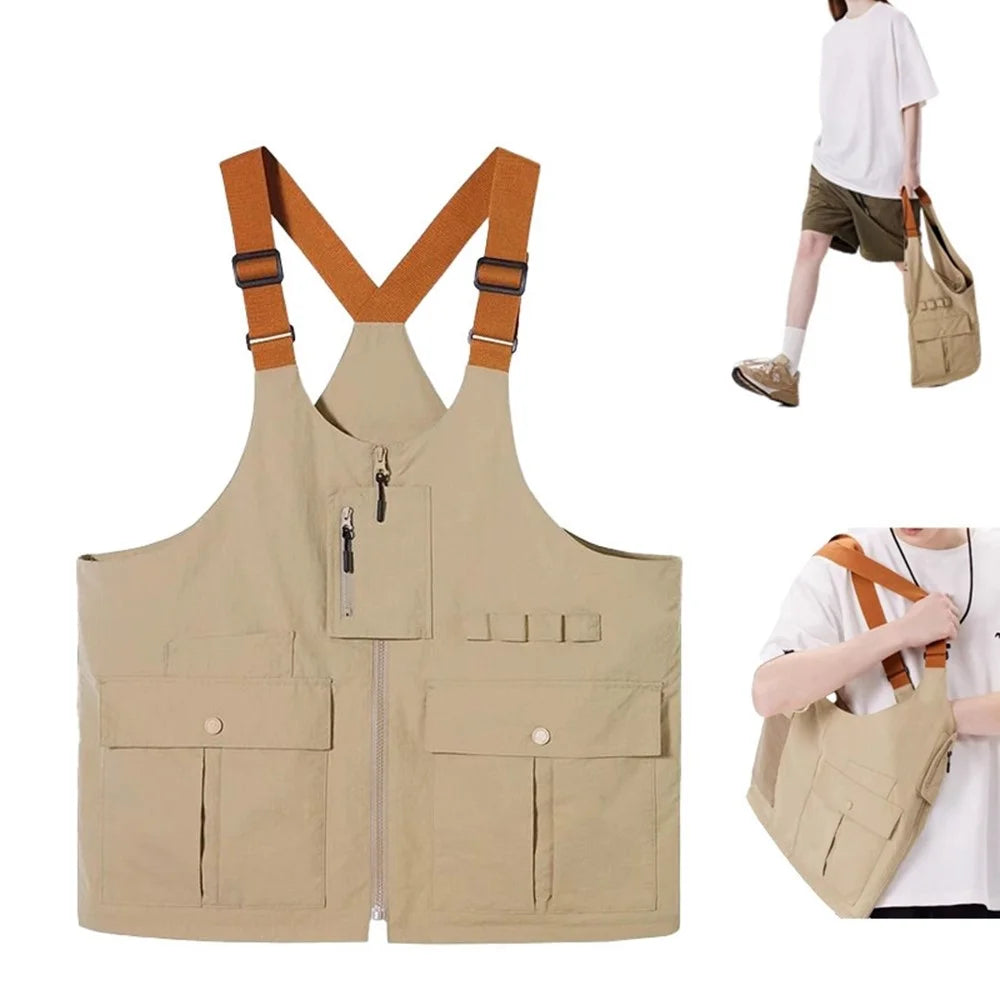 Multifunctional Vest Bag Outdoor Activities Oxford Cloth Single Shoulder Tote Bag Workwear Waistcoat, Size S - 2
