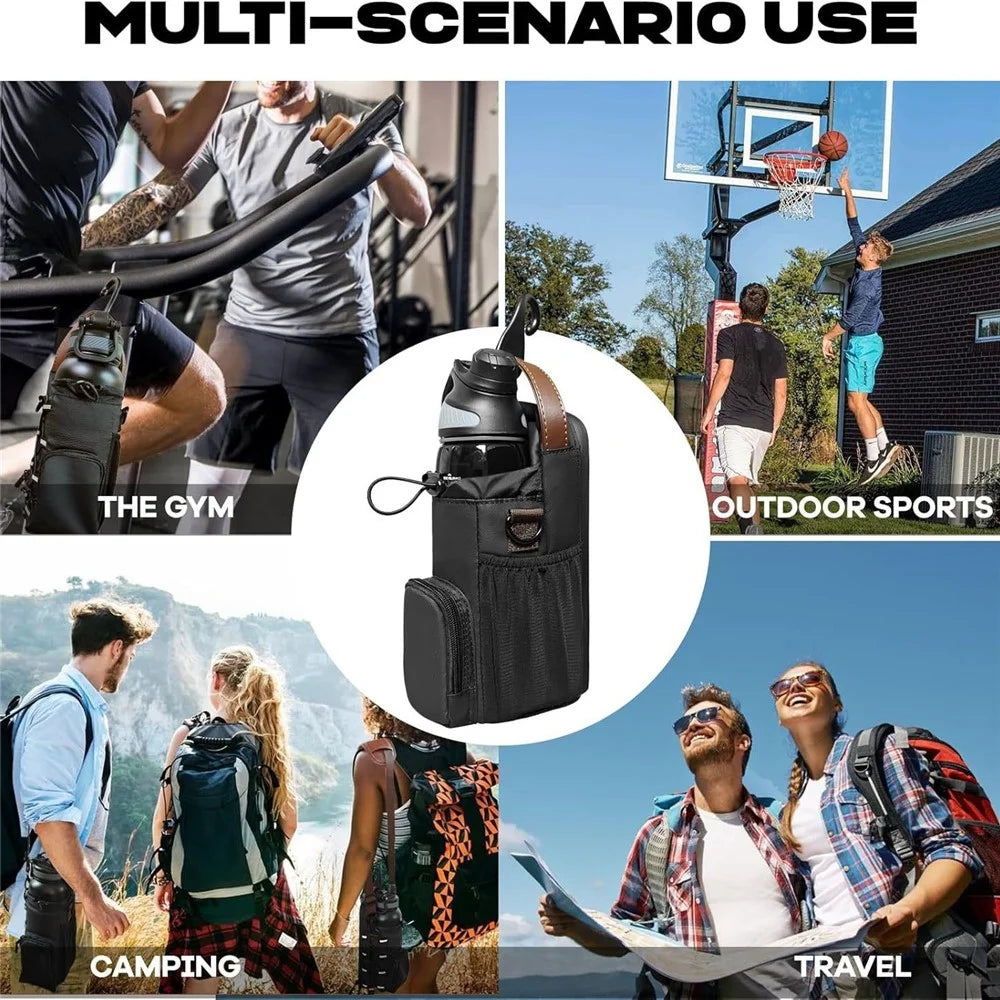Upgraded Magnetic Water Bottle Holder for Gym Fitness Outdoor Crossbody Bag with Handle and Hook - 3