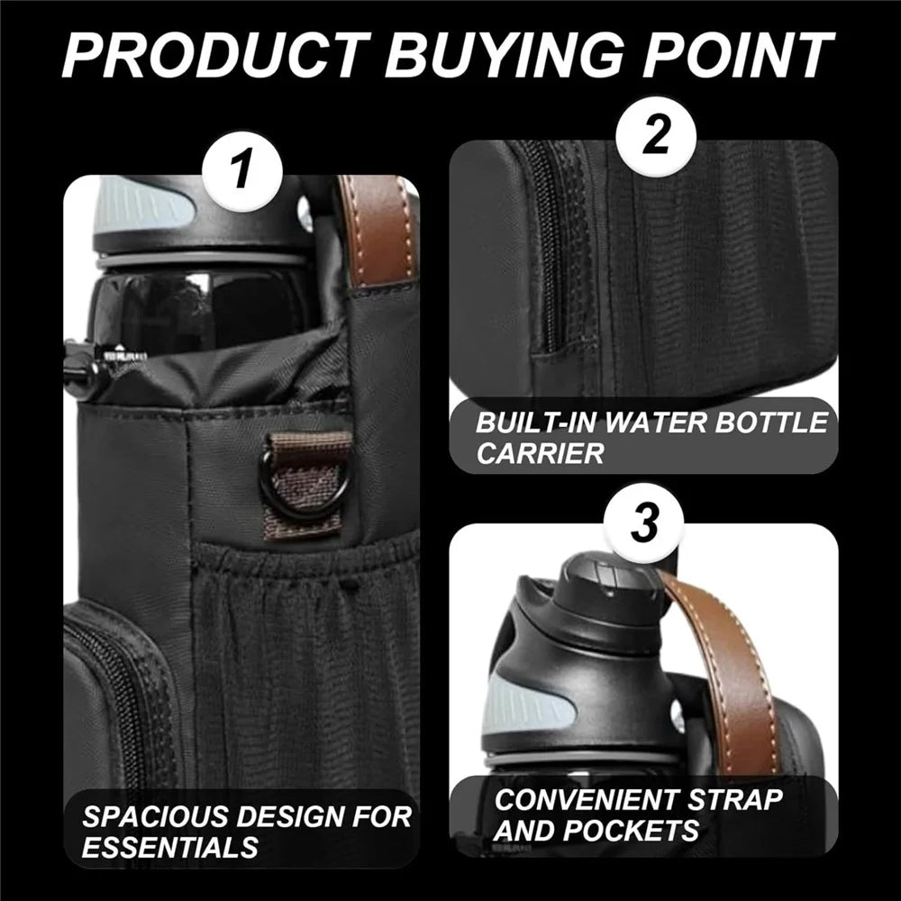 Upgraded Magnetic Water Bottle Holder for Gym Fitness Outdoor Crossbody Bag with Handle and Hook - 4