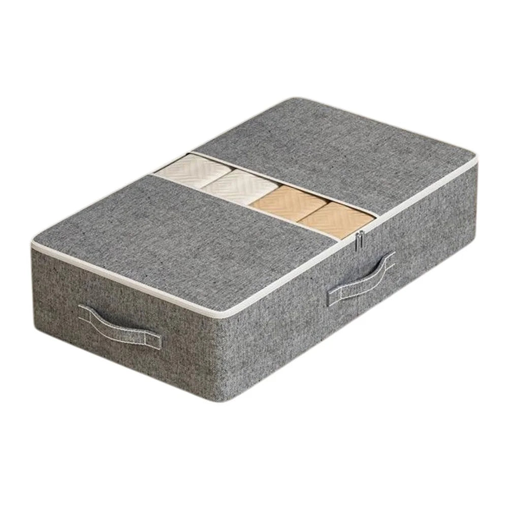 Size XL Under Bed Storage Bag Transparent Window Foldable Clothes Organizer Pouch with Three-sided Handles - Grey - 1