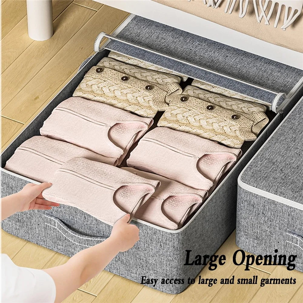 Size XL Under Bed Storage Bag Transparent Window Foldable Clothes Organizer Pouch with Three-sided Handles - Grey - 4