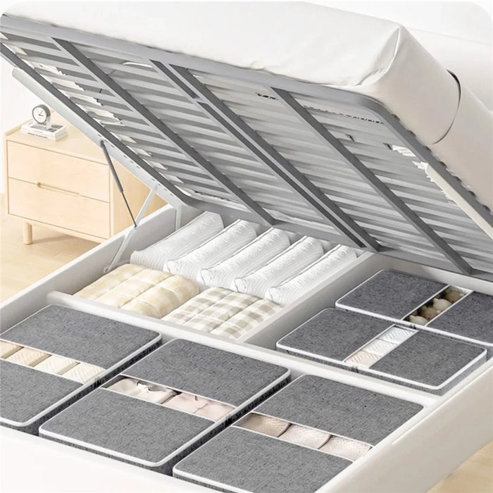 Size L Under Bed Storage Bag Transparent Window Foldable Clothes Organizer Pouch with Three-sided Handles - Grey - 7