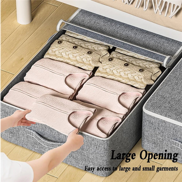 Size M Under Bed Storage Bag Transparent Window Foldable Clothes Organizer Pouch with Three-sided Handles - Grey - 4
