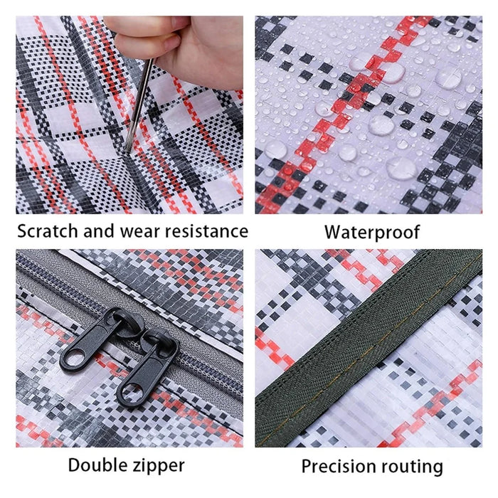 Size XL Moisture Proof Grid Pattern Quilt Storage Bag for Moving Clothes Bedding Organization, 80 x 55 x 23cm - Black - 7
