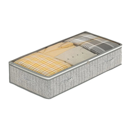 H18 Transparent Window Under Bed Storage Bag Non Woven Fabric Dustproof Organizer for Clothes Blankets Pillows, 100 x 50 x 18cm - 1
