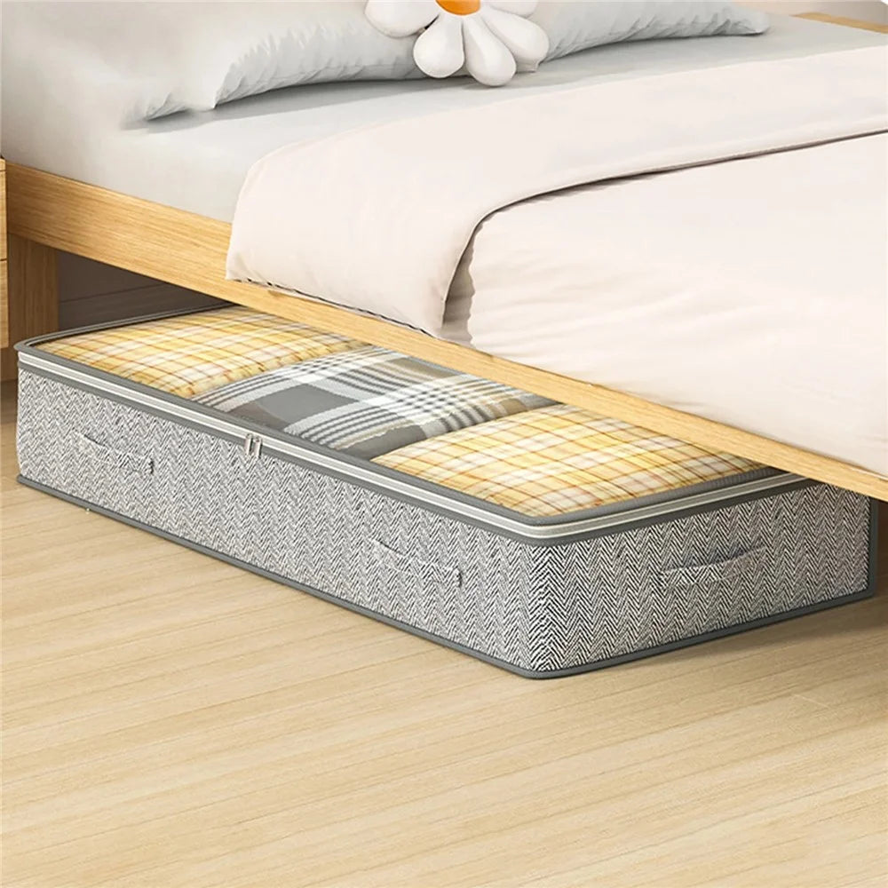 H18 Transparent Window Under Bed Storage Bag Non Woven Fabric Dustproof Organizer for Clothes Blankets Pillows, 100 x 50 x 18cm - 5