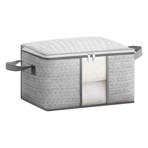 Size M Transparent Window Non Woven Fabric Storage Bag for Clothes Bedding Organizer, 35 x 25 x 20cm - 1