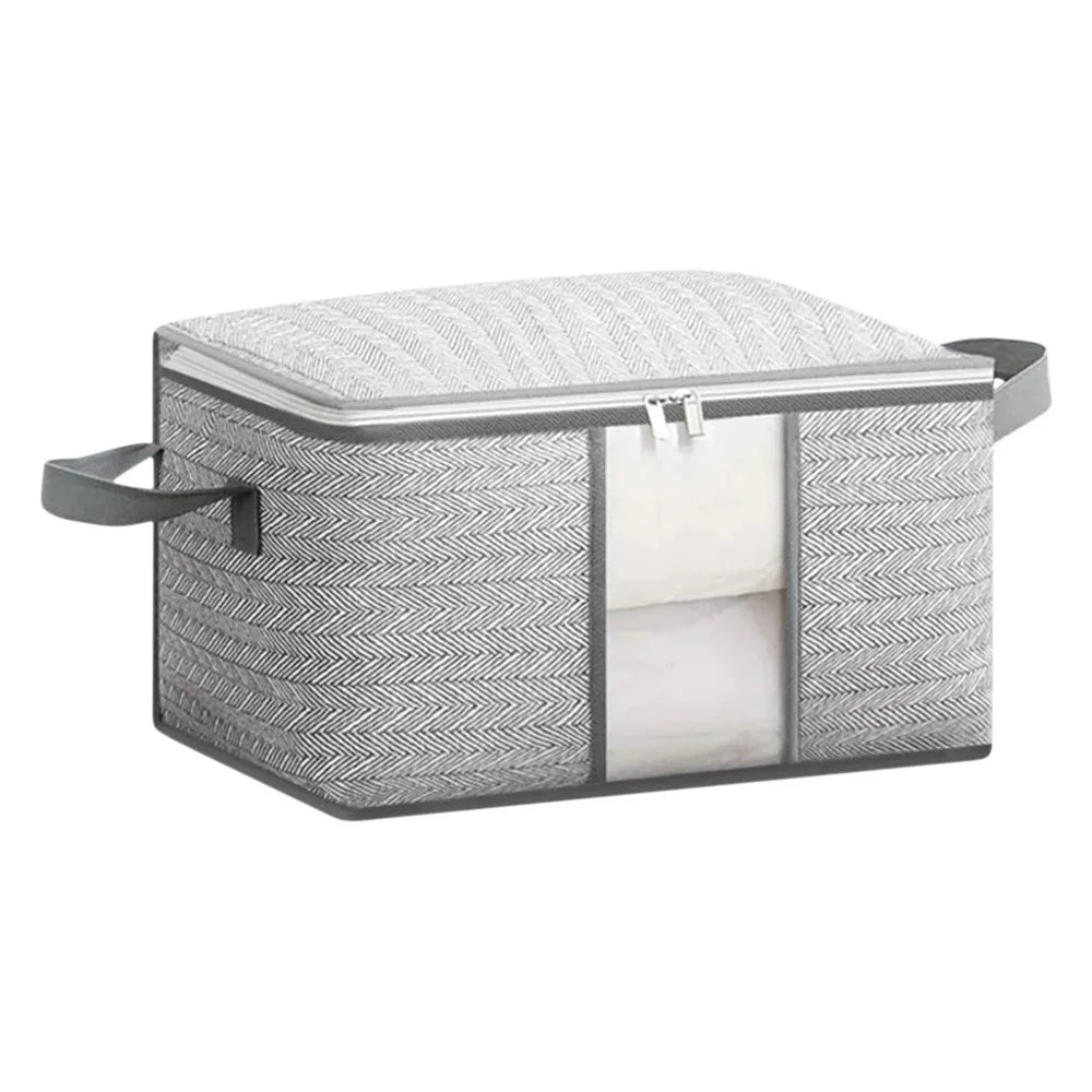 Size M Transparent Window Non Woven Fabric Storage Bag for Clothes Bedding Organizer, 35 x 25 x 20cm - 1