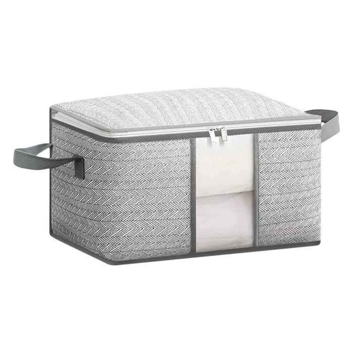 Size M Transparent Window Non Woven Fabric Storage Bag for Clothes Bedding Organizer, 35 x 25 x 20cm - 1