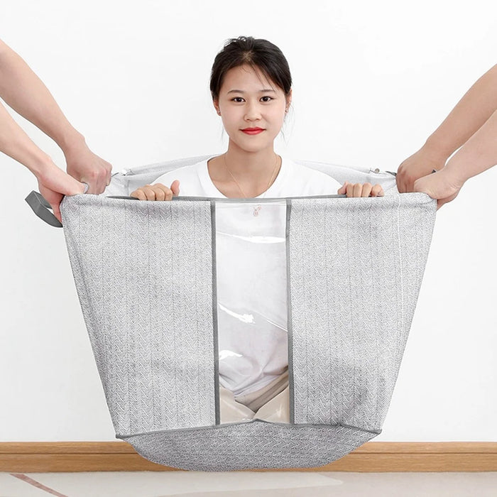 Size M Transparent Window Non Woven Fabric Storage Bag for Clothes Bedding Organizer, 35 x 25 x 20cm - 2