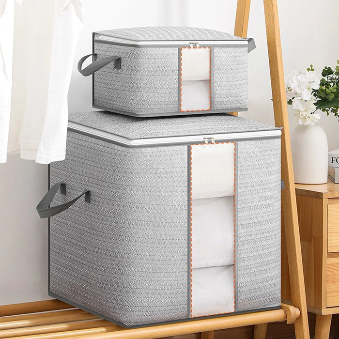 Size M Transparent Window Non Woven Fabric Storage Bag for Clothes Bedding Organizer, 35 x 25 x 20cm - 3