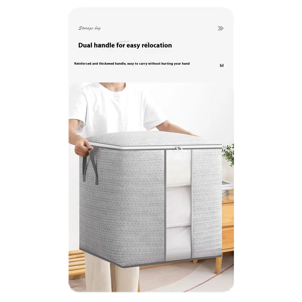 Size L Transparent Window Non Woven Fabric Storage Bag for Clothes Bedding Organizer, 48 x 44 x 48cm - 6