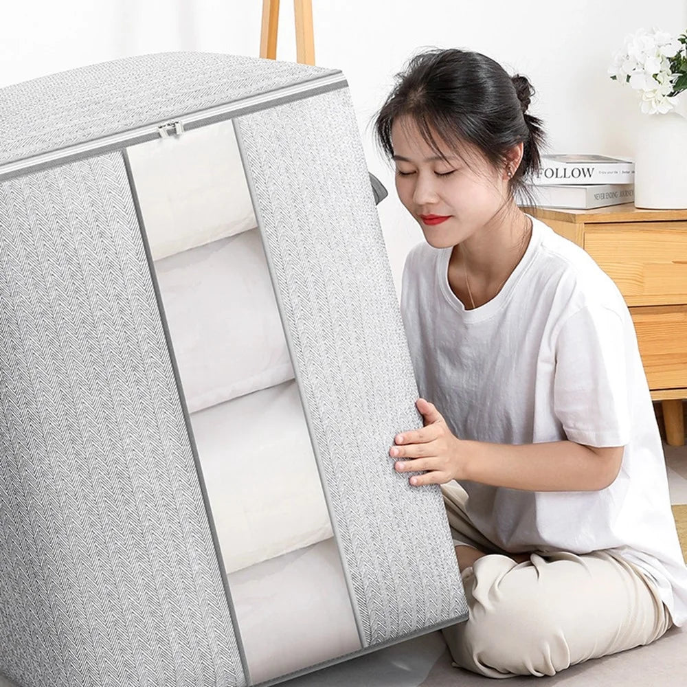Size XXL Transparent Window Non Woven Fabric Storage Bag for Clothes Bedding Organizer, 50 x 61 x 71cm - 3