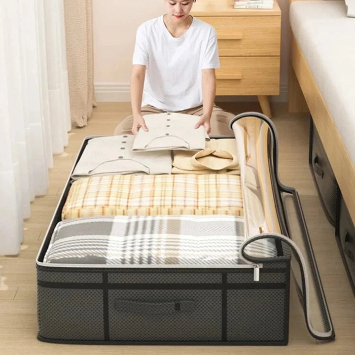 100 x 50 x 18cm Under Bed Storage Bag Transparent Window Non Woven Fabric Foldable Organizer Pouch - 3