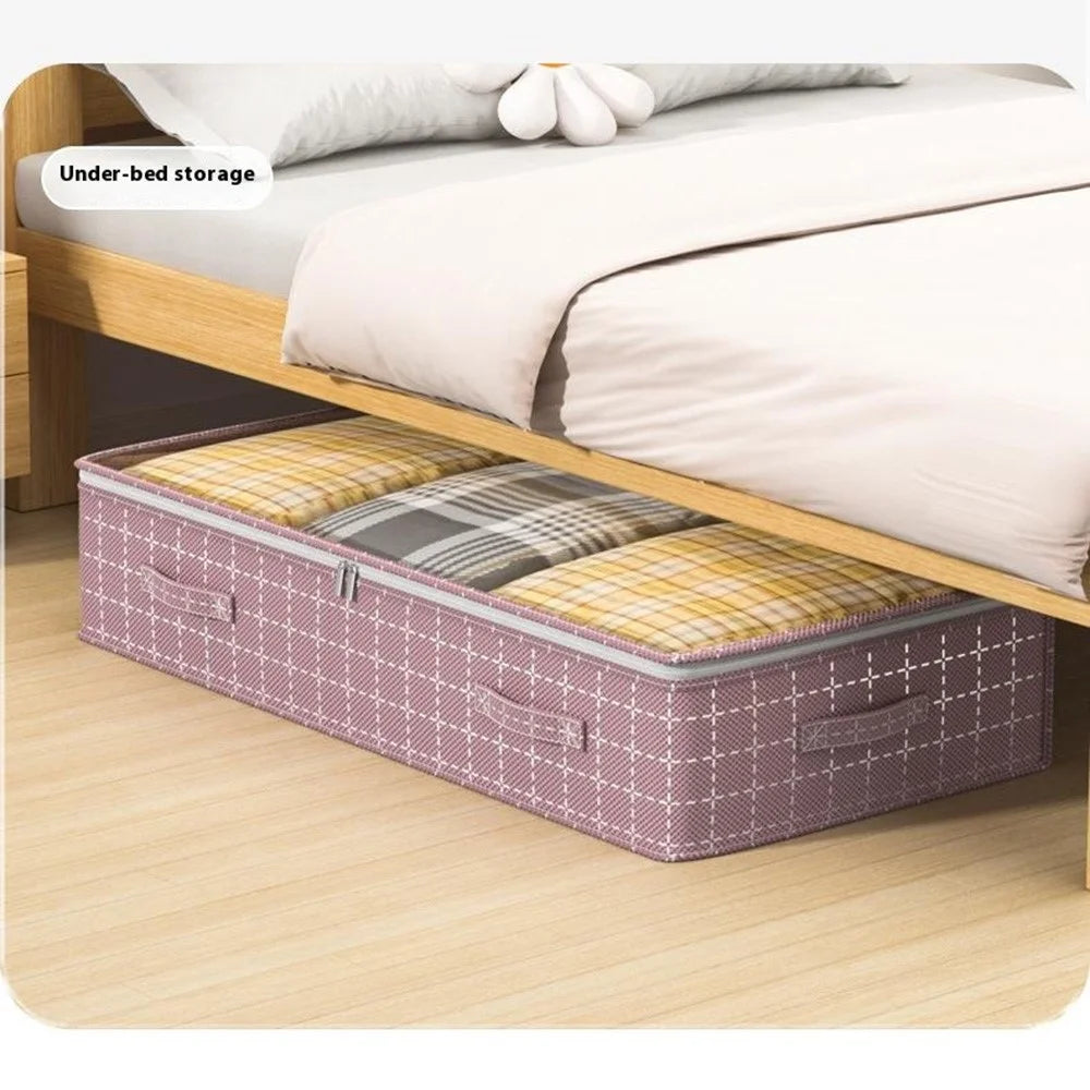 H100-18 18cm Height Grid Pattern Dustproof Under Bed Storage Bag Transparent Window Flat Organizer Pouch - 4