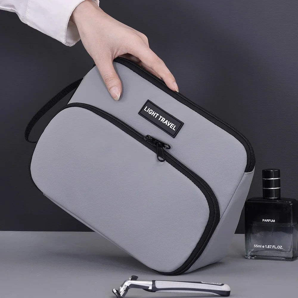 4040 Business Travel Toiletry Bag Men Large Capacity Double Layer Portable Cosmetic Organizer - Grey - 3