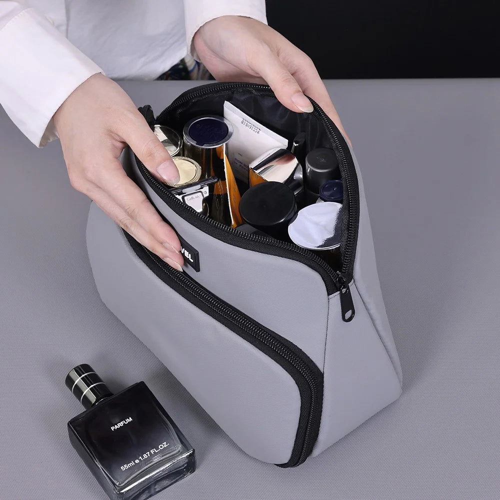 4040 Business Travel Toiletry Bag Men Large Capacity Double Layer Portable Cosmetic Organizer - Grey - 4