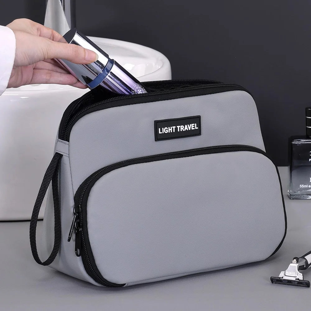 4040 Business Travel Toiletry Bag Men Large Capacity Double Layer Portable Cosmetic Organizer - Grey - 5
