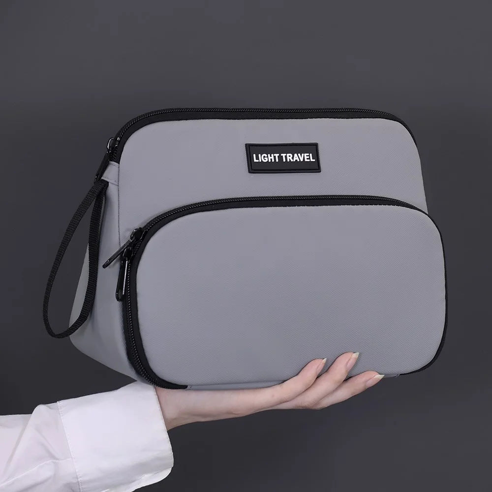 4040 Business Travel Toiletry Bag Men Large Capacity Double Layer Portable Cosmetic Organizer - Grey - 6