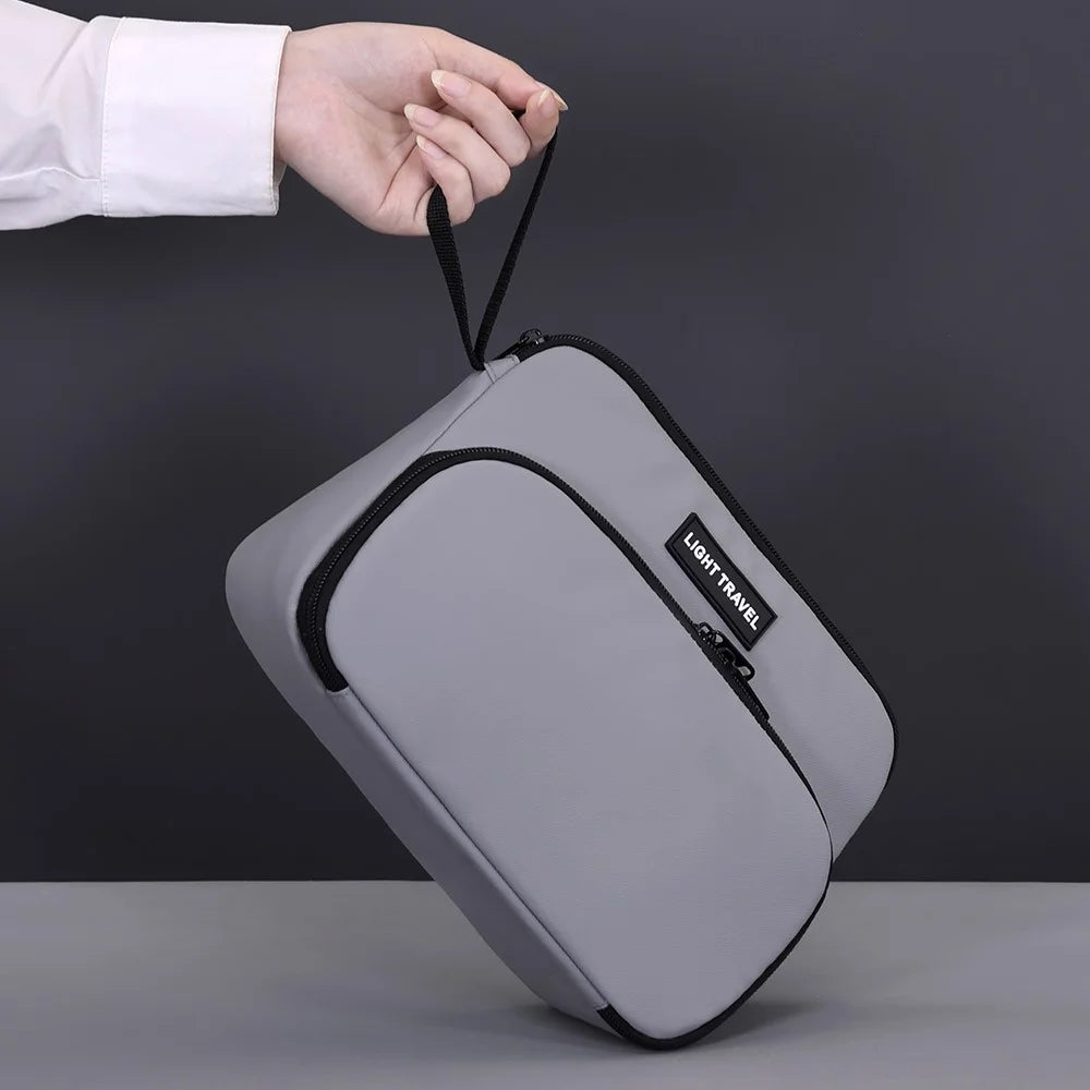4040 Business Travel Toiletry Bag Men Large Capacity Double Layer Portable Cosmetic Organizer - Grey - 7