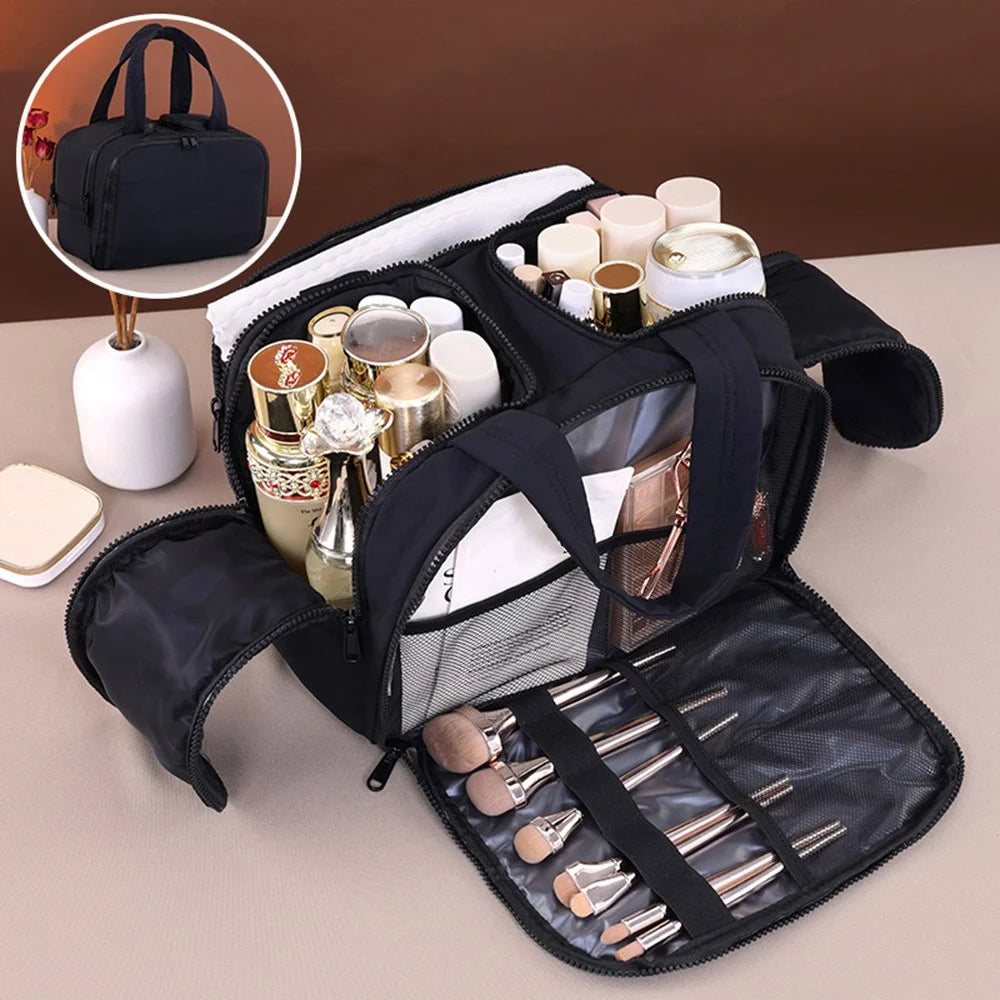 8089 Multifunctional Large Capacity Makeup Bag Travel Toiletry Organizer Portable Cosmetic Storage Bag - Black - 3