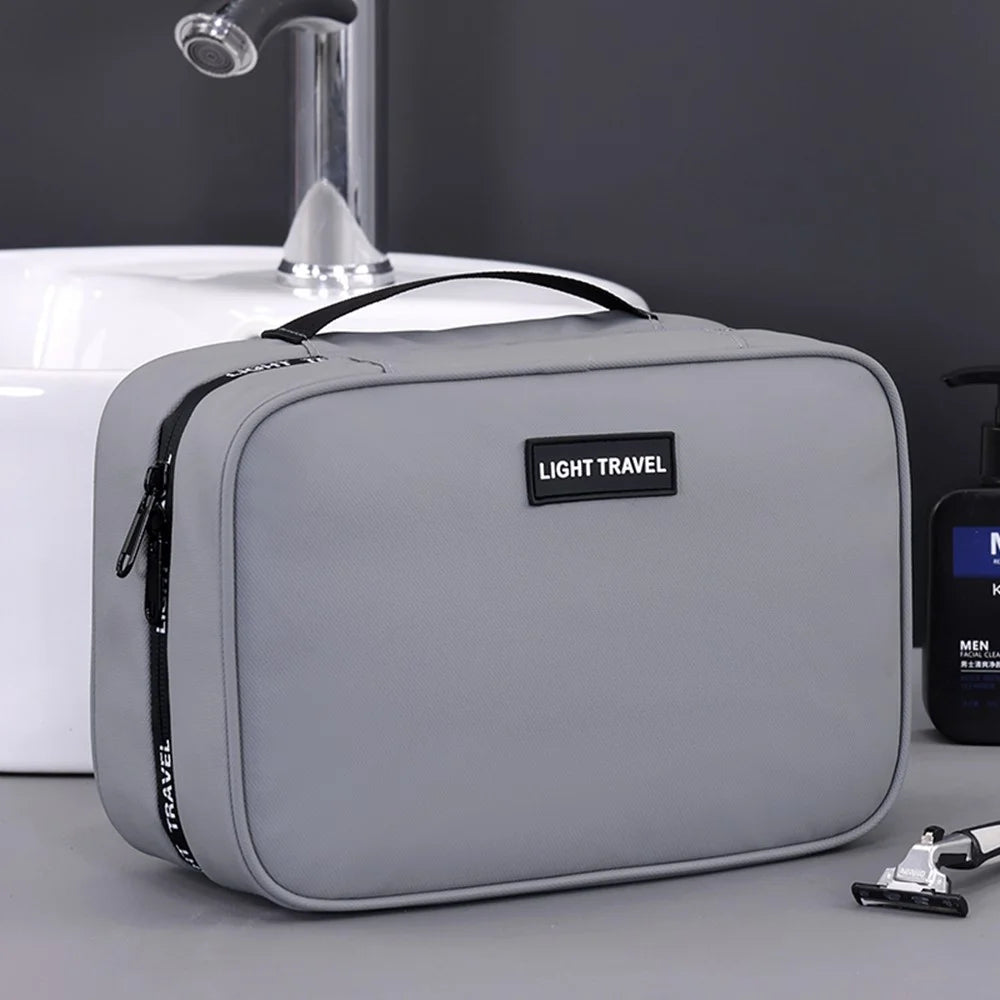 4039 Men Travel Toiletry Bag Portable Wet Dry Separation Business Trip Waterproof Hanging Cosmetic Storage Bag - Grey - 2