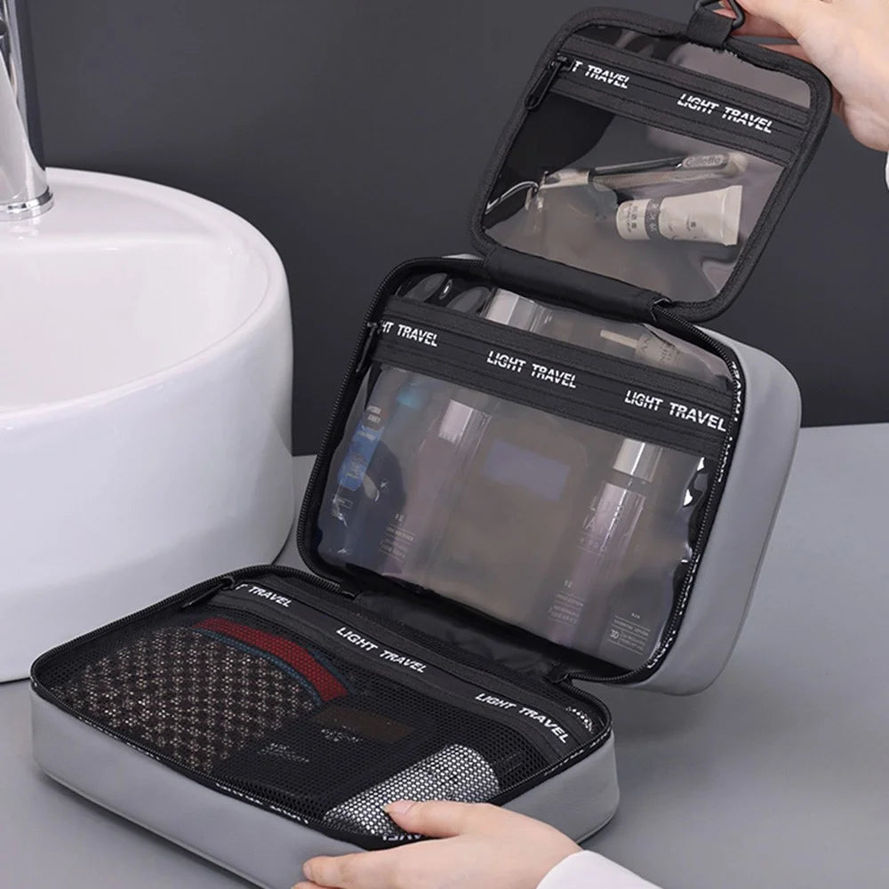 4039 Men Travel Toiletry Bag Portable Wet Dry Separation Business Trip Waterproof Hanging Cosmetic Storage Bag - Grey - 6