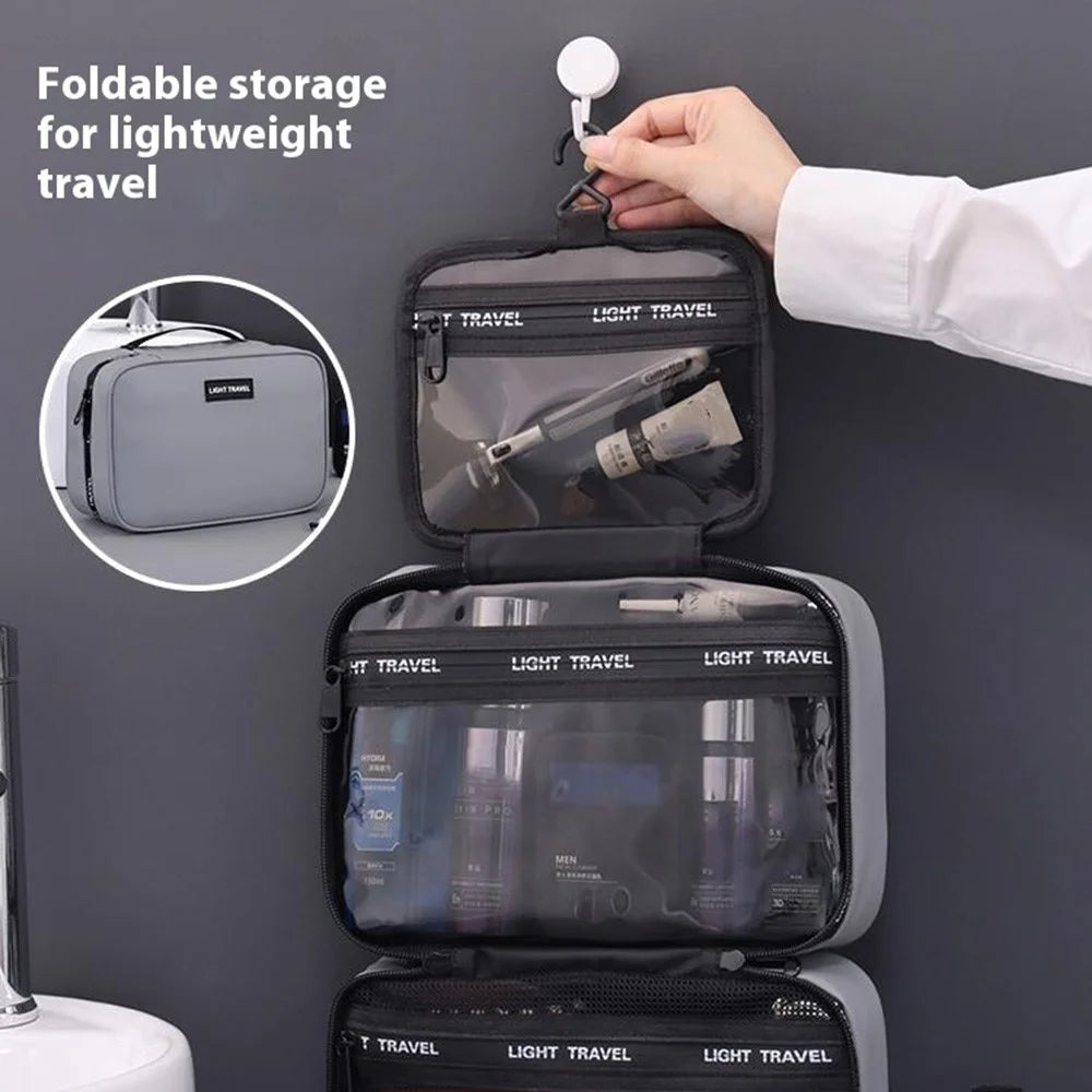 4039 Men Travel Toiletry Bag Portable Wet Dry Separation Business Trip Waterproof Hanging Cosmetic Storage Bag - Grey - 7