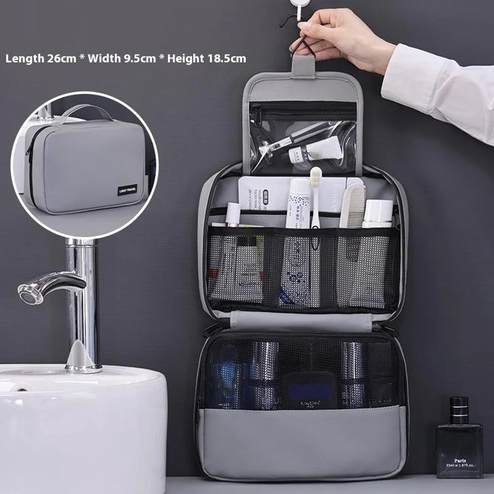 4042 Portable Men Travel Toiletry Bag Wet Dry Separation Hanging Waterproof Cosmetic Organizer - Grey - 2