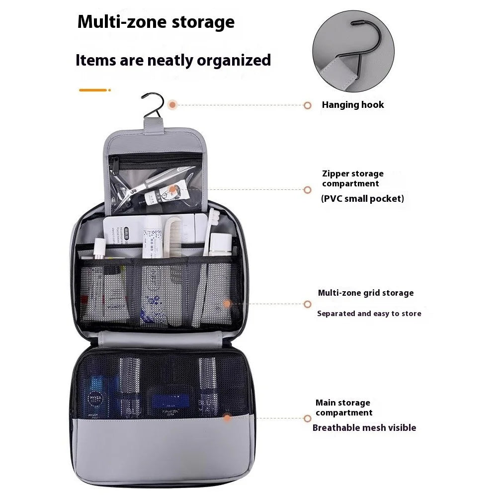 4042 Portable Men Travel Toiletry Bag Wet Dry Separation Hanging Waterproof Cosmetic Organizer - Grey - 3