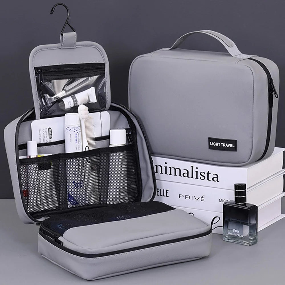 4042 Portable Men Travel Toiletry Bag Wet Dry Separation Hanging Waterproof Cosmetic Organizer - Grey - 4