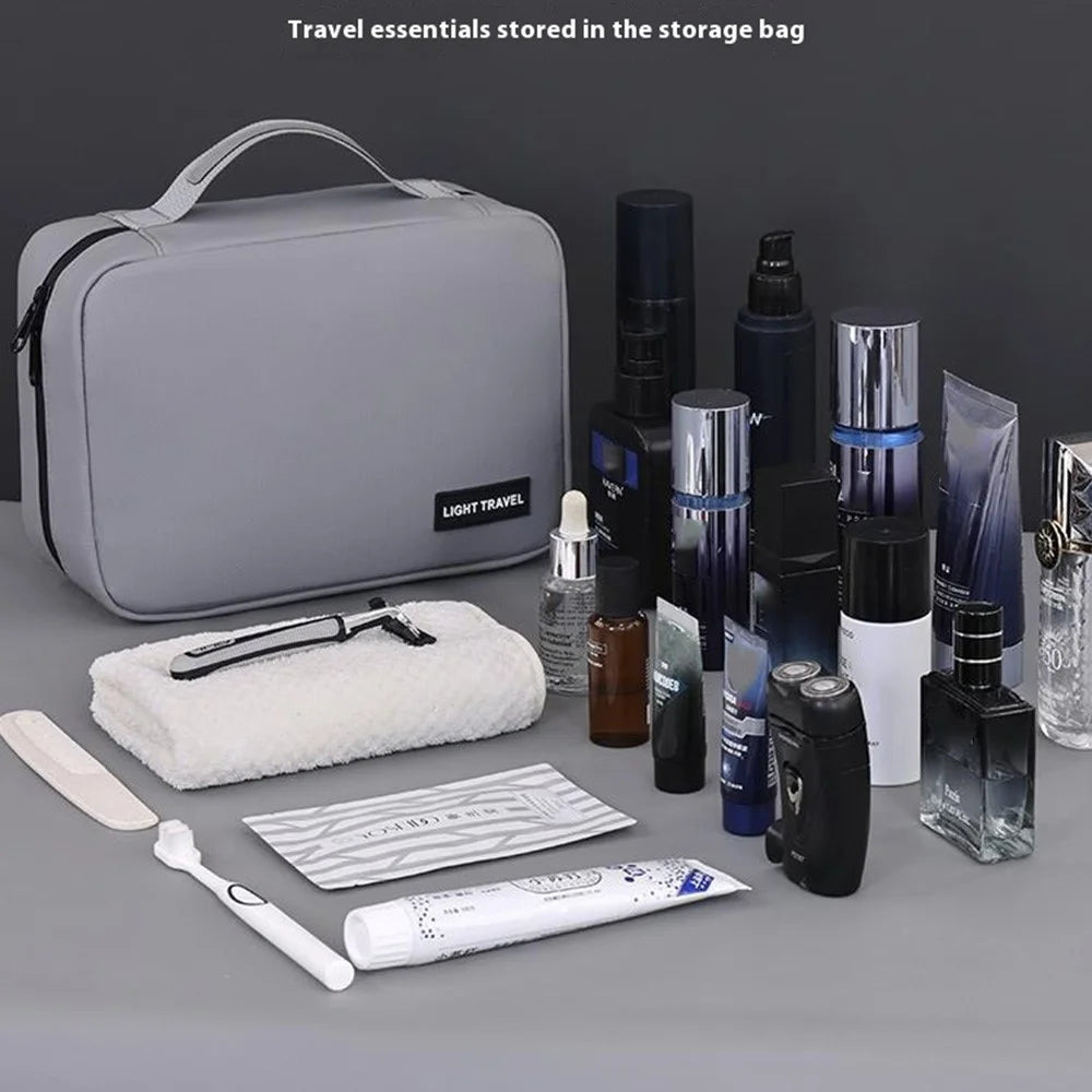 4042 Portable Men Travel Toiletry Bag Wet Dry Separation Hanging Waterproof Cosmetic Organizer - Grey - 6