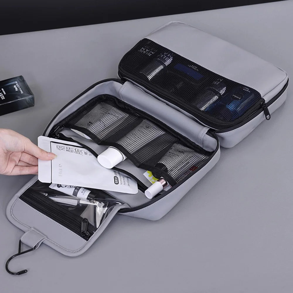 4042 Portable Men Travel Toiletry Bag Wet Dry Separation Hanging Waterproof Cosmetic Organizer - Grey - 7