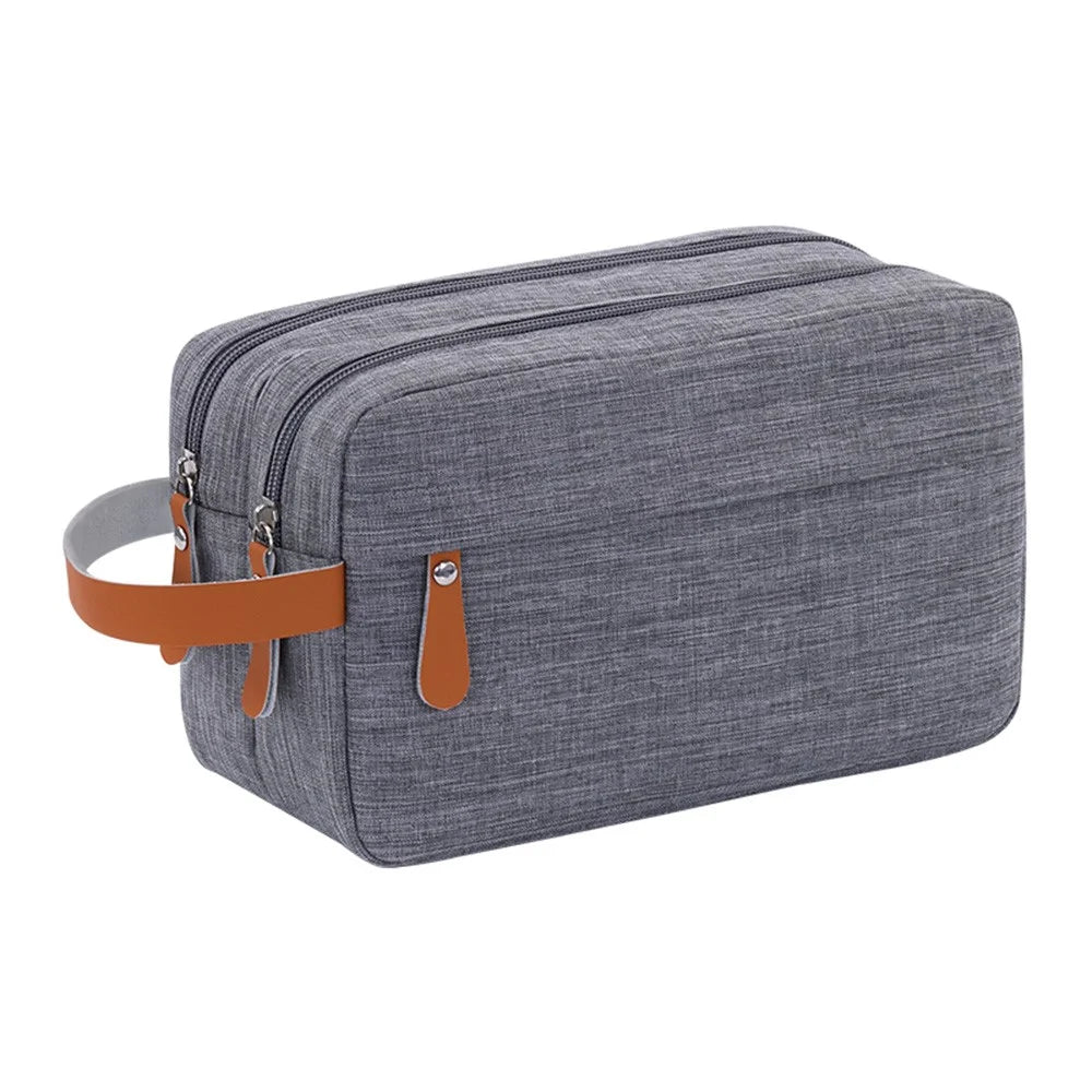4041 Dual Layer Men Toiletry Bag Portable Travel Waterproof Cationic Fabric Cosmetic Storage Bag - Grey - 1