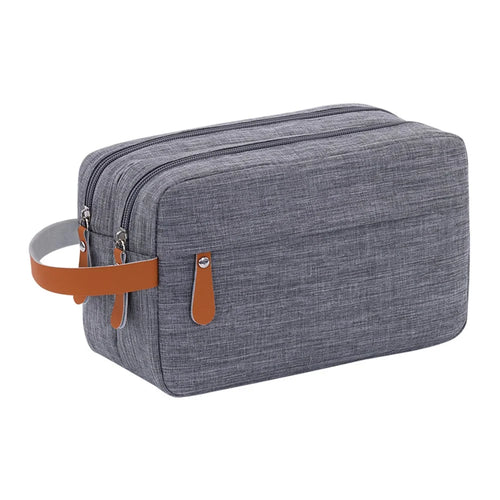 4041 Dual Layer Men Toiletry Bag Portable Travel Waterproof Cationic Fabric Cosmetic Storage Bag - Grey - 1