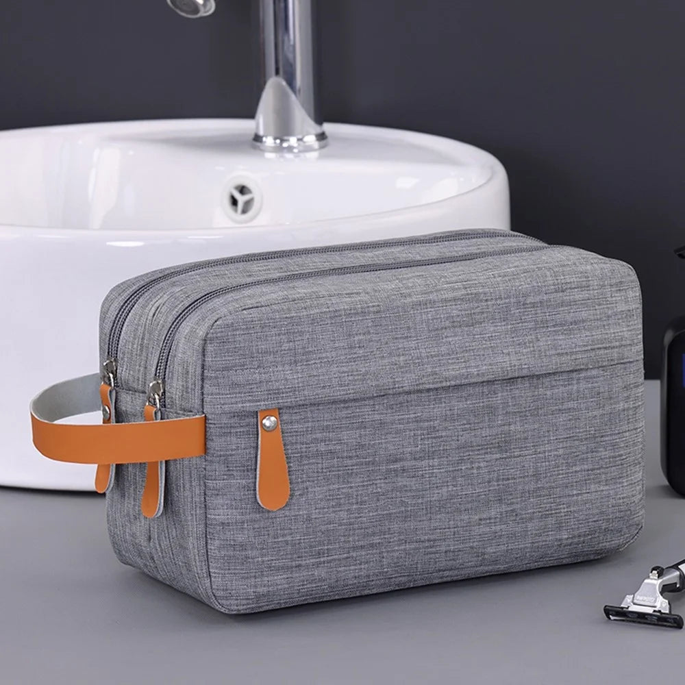 4041 Dual Layer Men Toiletry Bag Portable Travel Waterproof Cationic Fabric Cosmetic Storage Bag - Grey - 3