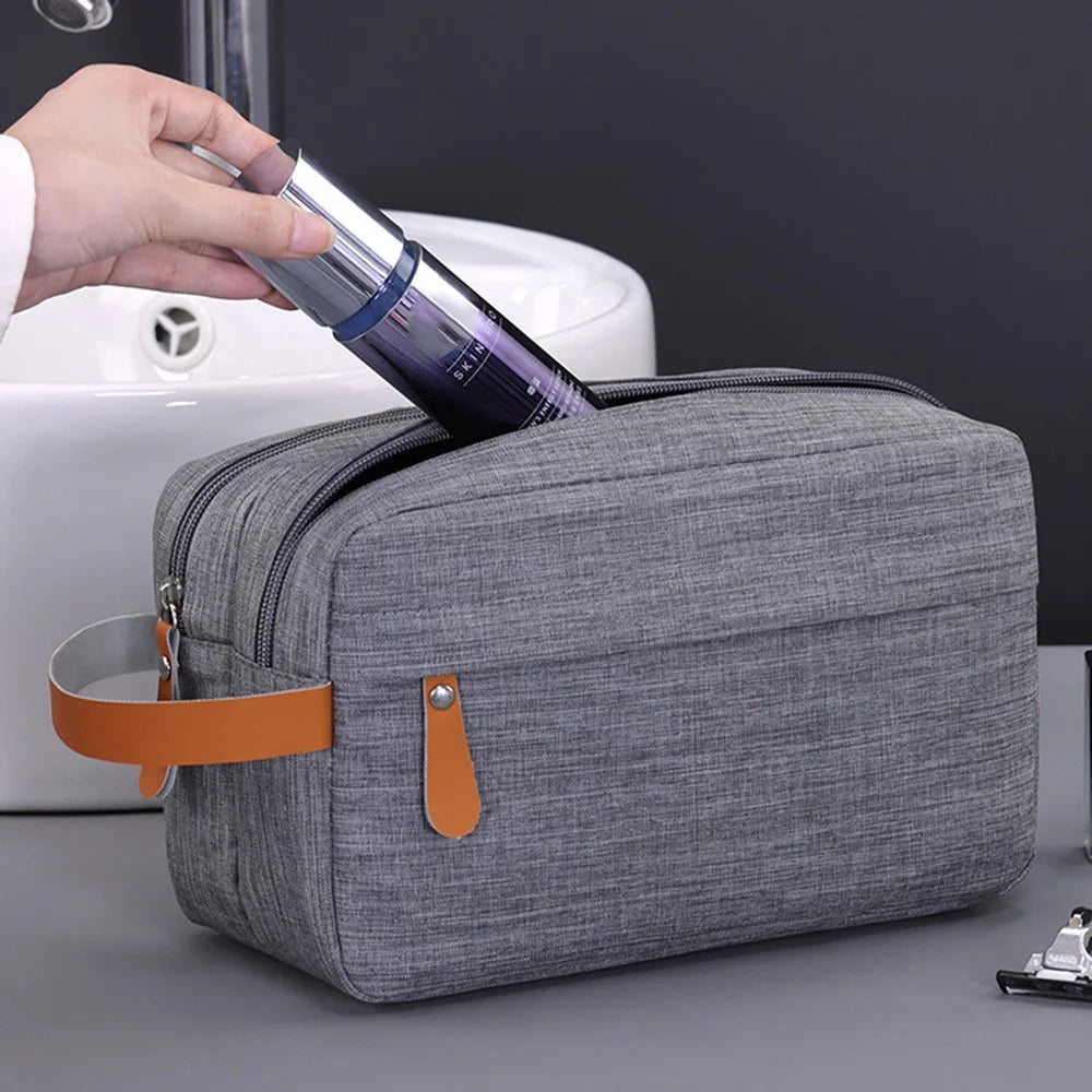 4041 Dual Layer Men Toiletry Bag Portable Travel Waterproof Cationic Fabric Cosmetic Storage Bag - Grey - 6