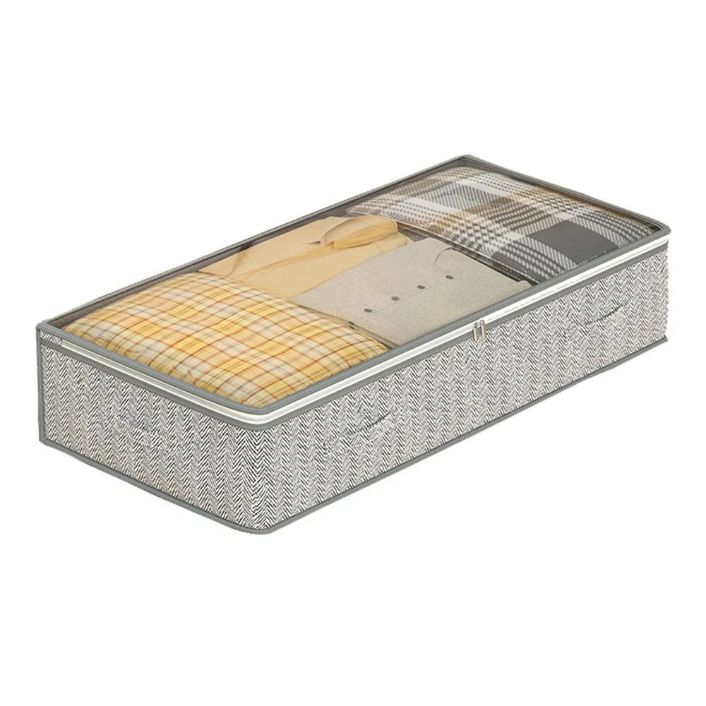 H25 Transparent Window Under Bed Storage Bag Non Woven Fabric Dustproof Organizer for Clothes Blankets Pillows, 100 x 50 x 25cm - 1