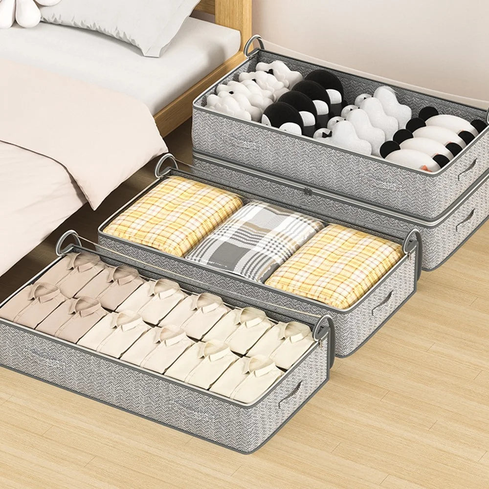 H25 Transparent Window Under Bed Storage Bag Non Woven Fabric Dustproof Organizer for Clothes Blankets Pillows, 100 x 50 x 25cm - 7