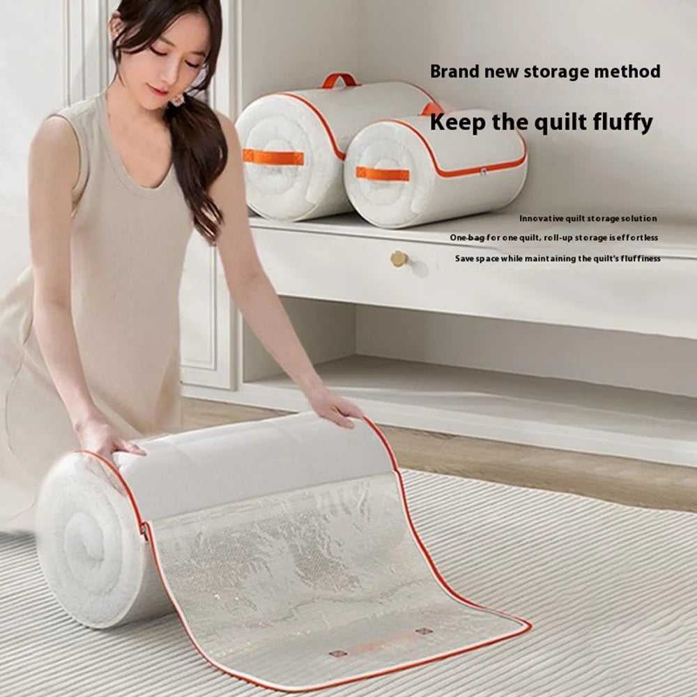 35 x 68cm Compressible PVC Cylindrical Storage Bag for Clothes Bedding Moistureproof Organizer with Carry Handles - 2