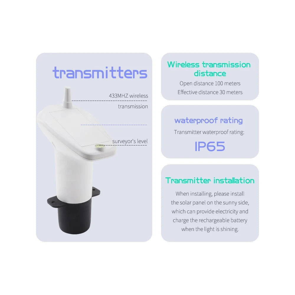 TS-FT007 Ultrasonic Water Level Monitor for Tank High Low Alarm Water Level Sensor with Backlit - 6
